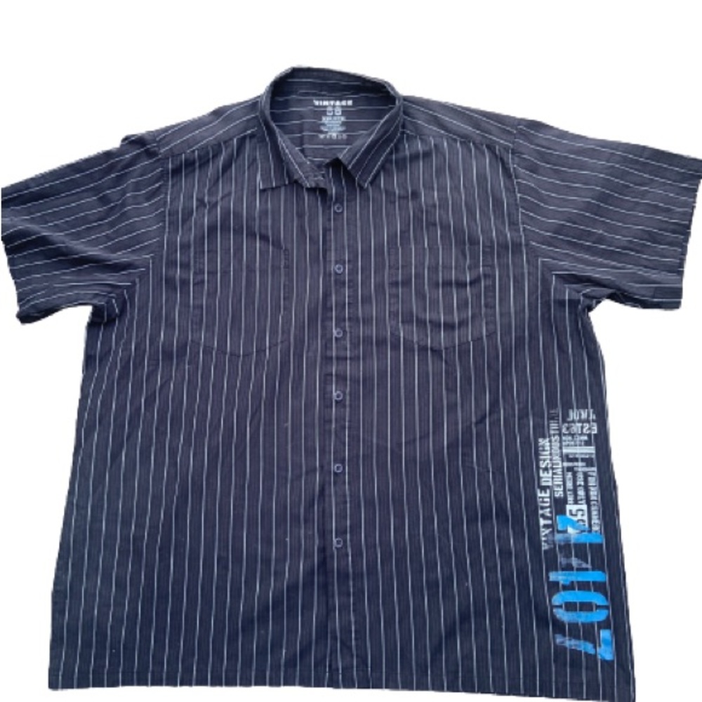 Vintage 55 black stripe button up dress shirt